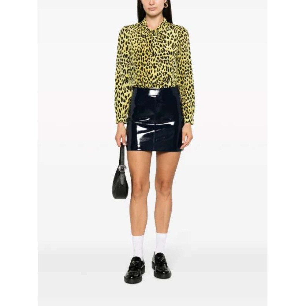 ZADIG & VOLTAIRE Taos Leopard Print Silk Top Women Medium Yellow Black Button Up